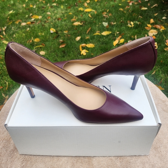 Women's Lauren Ralph Lauren Lanette Red Soft Nappa Pointed Toe Mid Heel Shoes 7B - Picture 14 of 16